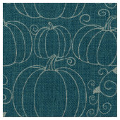 Mid-Century Modern Pumpkin Teal ファブリック (クローズアップ)
