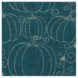 Mid-Century Modern Pumpkin Teal ファブリック