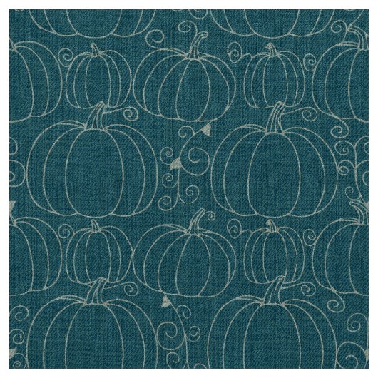 Mid-Century Modern Pumpkin Teal ファブリック (見本)