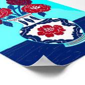 Mid-Century Modern Red Peonies in Chinoiserie Vase ポスター (角)