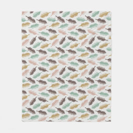 Mid-Century Modern Retro Feathers Fleece Blanket フリースブランケット