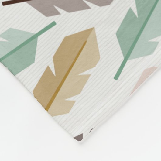 Mid-Century Modern Retro Feathers Fleece Blanket フリースブランケット (角)