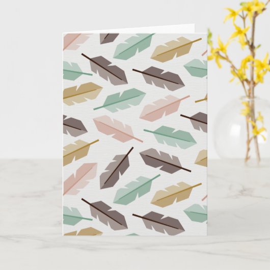 Mid-Century Modern Retro Feathers Greeting Cards カード (黄色い花)