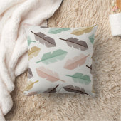 Mid-Century Modern Retro Feathers Throw Pillow クッション (ブランケット)