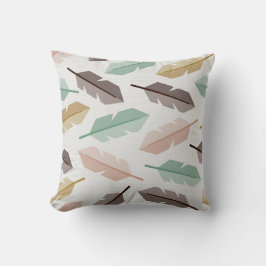 Mid-Century Modern Retro Feathers Throw Pillow クッション