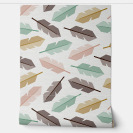 Mid-Century Modern Retro Feathers Wallpaper 壁紙