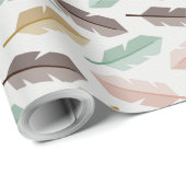 Mid-Century Modern Retro Feathers Wrapping Paper ラッピングペーパー (ロールコーナー)
