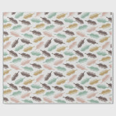 Mid-Century Modern Retro Feathers Wrapping Paper ラッピングペーパー (フラット)