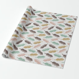 Mid-Century Modern Retro Feathers Wrapping Paper ラッピングペーパー