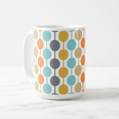 Mid-Century Modern Retro Geometric Circles Pattern コーヒーマグカップ (正面左)