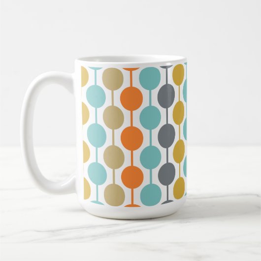 Mid-Century Modern Retro Geometric Circles Pattern コーヒーマグカップ (左)