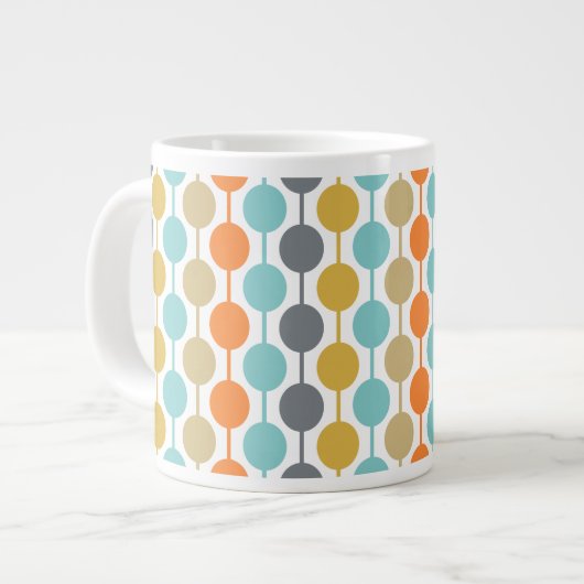 Mid-Century Modern Retro Geometric Circles Pattern ジャンボコーヒーマグカップ (正面左)