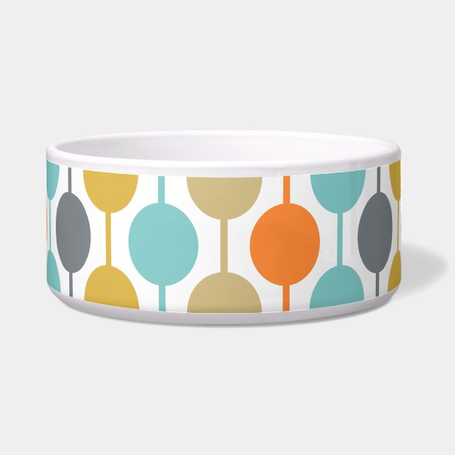 Mid-Century Modern Retro Geometric Circles Pattern ボウル (正面)