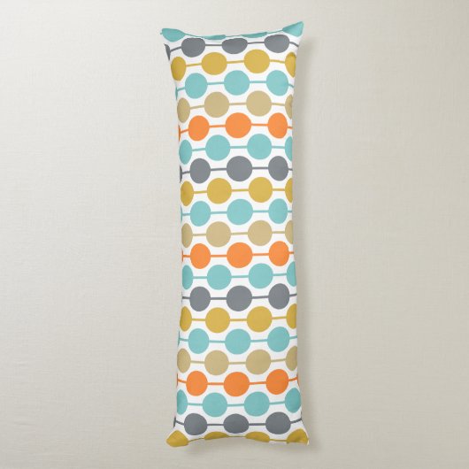 Mid-Century Modern Retro Geometric Circles Pattern ボディピロー (裏面 (縦))