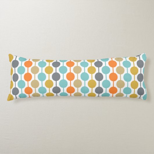 Mid-Century Modern Retro Geometric Circles Pattern ボディピロー (正面)