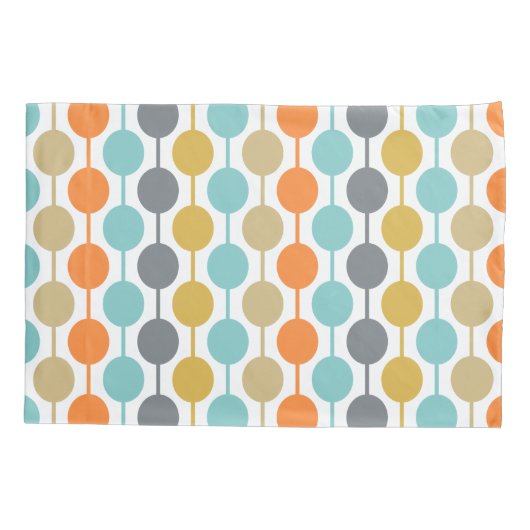 Mid-Century Modern Retro Geometric Circles Pattern 枕カバー (裏面)