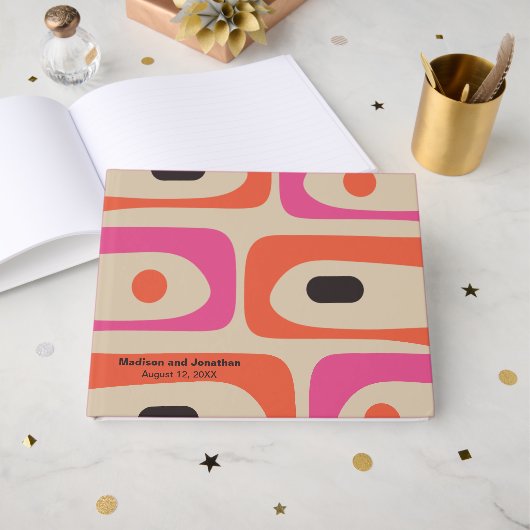 Mid Century Modern Retro Piquet Personalized ゲストブック (正面見開き)