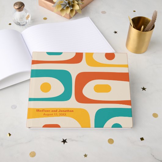 Mid Century Modern Retro Piquet Personalized ゲストブック (正面見開き)