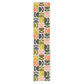 Mid‑century modern- Retro Scandinavian Flowers ショートテーブルランナー (正面)