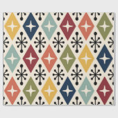Mid Century Modern Retro Starburst Pattern ラッピングペーパー (フラット)