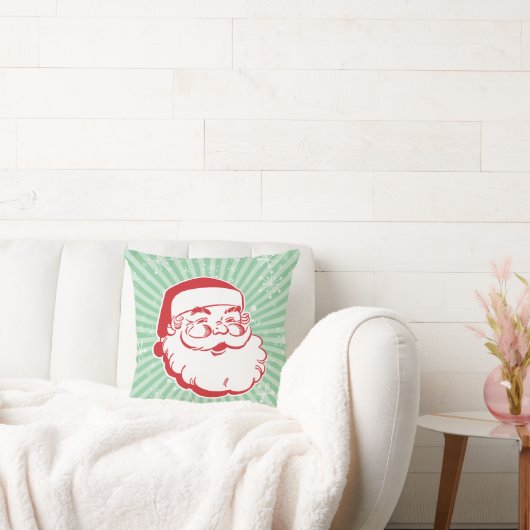 Mid-Century Modern Santa Throw Pillow クッション (ソファ)