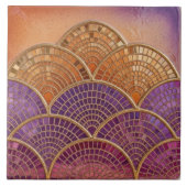 Mid-Century Modern Scalloped Fan purple orange  タイル (正面)