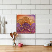 Mid-Century Modern Scalloped Fan purple orange  タイル