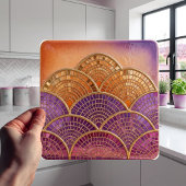 Mid-Century Modern Scalloped Fan purple orange  タイル