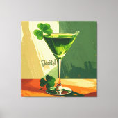 Mid Century Modern Shamrock Martini Sláinte!  キャンバスプリント (正面)