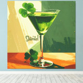 Mid Century Modern Shamrock Martini Sláinte!  キャンバスプリント (インサイチュ (ウッドフロア))