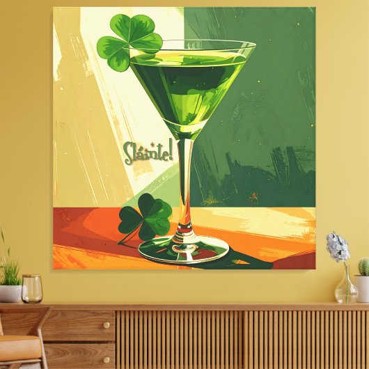 Mid Century Modern Shamrock Martini Sláinte!  キャンバスプリント (インサイチュ (リビング))