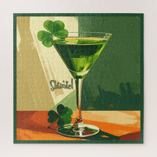 Mid Century Modern Shamrock Martini Sláinte!  ジグソーパズル (縦)