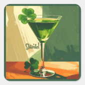 Mid Century Modern Shamrock Martini Sláinte!  スクエアシール (正面)