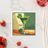 Mid Century Modern Shamrock Martini Sláinte! スタンダードカクテルナプキン (インサイチュ)