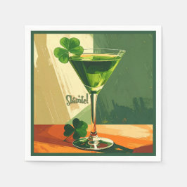 Mid Century Modern Shamrock Martini Sláinte!  スタンダードカクテルナプキン
