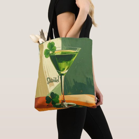 Mid Century Modern Shamrock Martini Sláinte!  トートバッグ (クローズアップ)