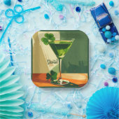 Mid Century Modern Shamrock Martini Sláinte!  ペーパープレート (パーティー)