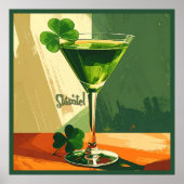 Mid Century Modern Shamrock Martini Sláinte!  ポスター (正面)