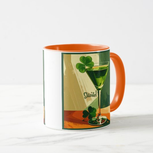 Mid Century Modern Shamrock Martini Sláinte!  マグカップ (正面右)
