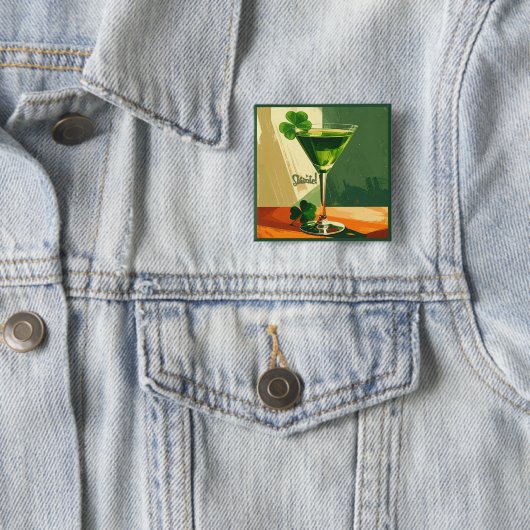 Mid Century Modern Shamrock Martini Sláinte!  缶バッジ (インサイチュ)