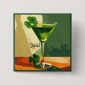 Mid Century Modern Shamrock Martini Sláinte!  缶バッジ (正面)