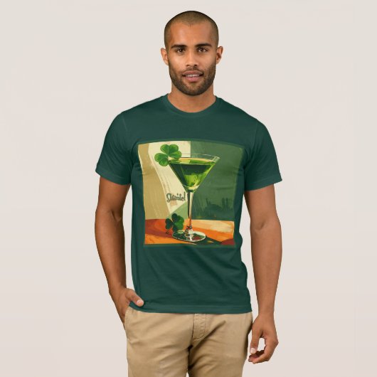 Mid Century Modern Shamrock Martini Sláinte!  Tシャツ (正面フル)