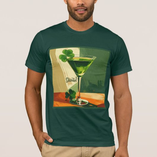Mid Century Modern Shamrock Martini Sláinte!  Tシャツ (正面)