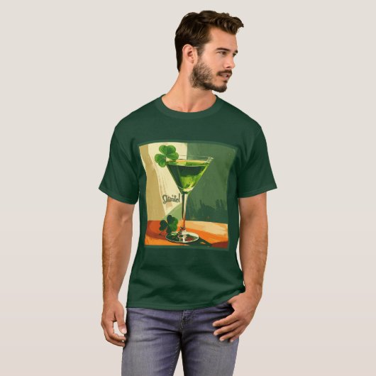 Mid Century Modern Shamrock Martini Sláinte!  Tシャツ (正面フル)