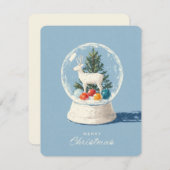 Mid-Century Modern Snow Globe White Deer  シーズンカード (正面/裏面)