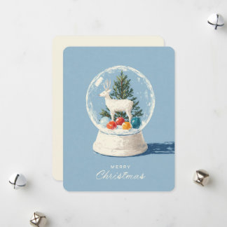 Mid-Century Modern Snow Globe White Deer  シーズンカード