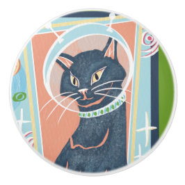 Mid Century Modern Space Kitty Ceramic Knob セラミックノブ