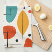 Mid Century Modern Starburst Pattern キッチンタオル (四つ折り)