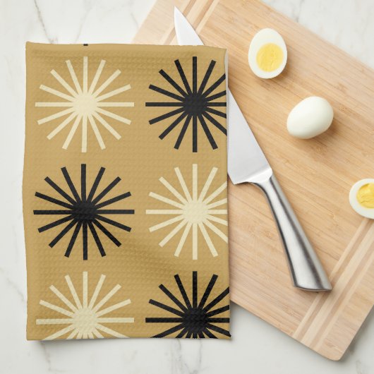 Mid Century Modern Starburst Pattern キッチンタオル (四つ折り)