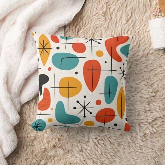 Mid Century Modern Starburst Pattern クッション (ブランケット)